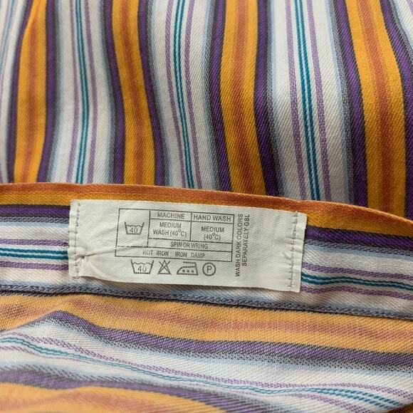 Neiman Marcus Shirt Mens XL Extra Large Stripe Button Up Long Sleeves Flip Cuff - Picture 7 of 11